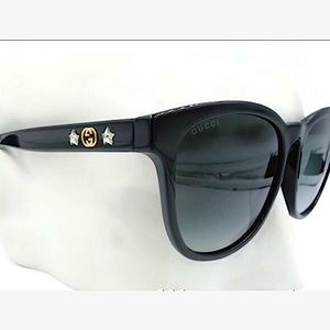 Gucci Women Polished Black Gray Gradient Sunglasses GG0232SK 001